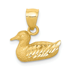 14K Diamond-cut Duck Pendant