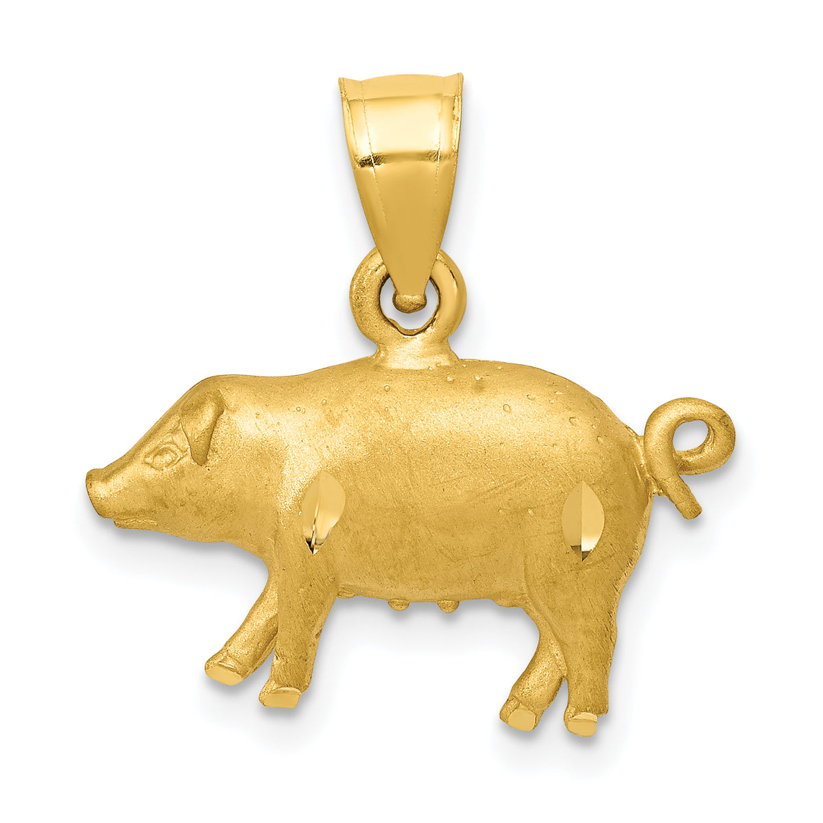 14K Diamond-cut Pig Pendant