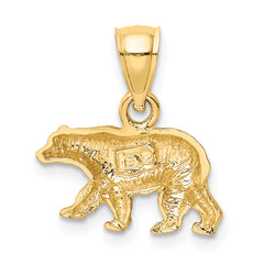 14K Diamond-cut Bear Pendant