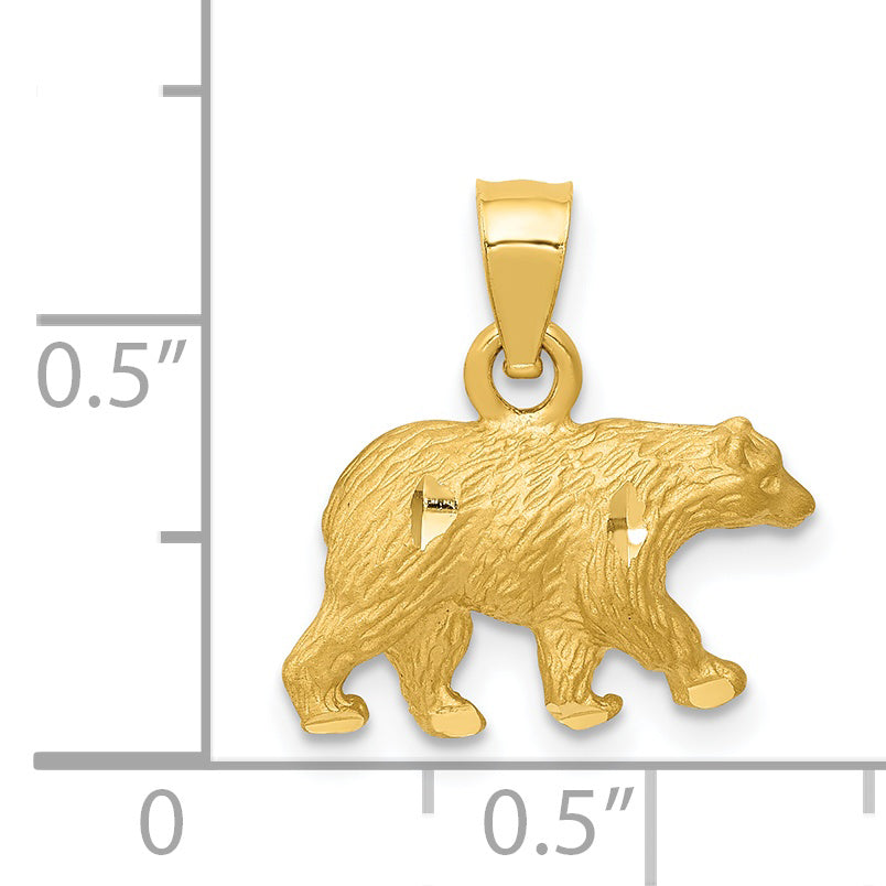 14K Diamond-cut Bear Pendant