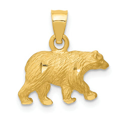 14K Diamond-cut Bear Pendant