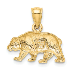 14K Diamond-cut Bear Pendant