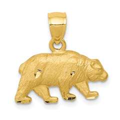 14K Diamond-cut Bear Pendant