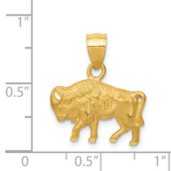 14K Gold Diamond-Cut Buffalo Pendant for Men Solid, Casted Design