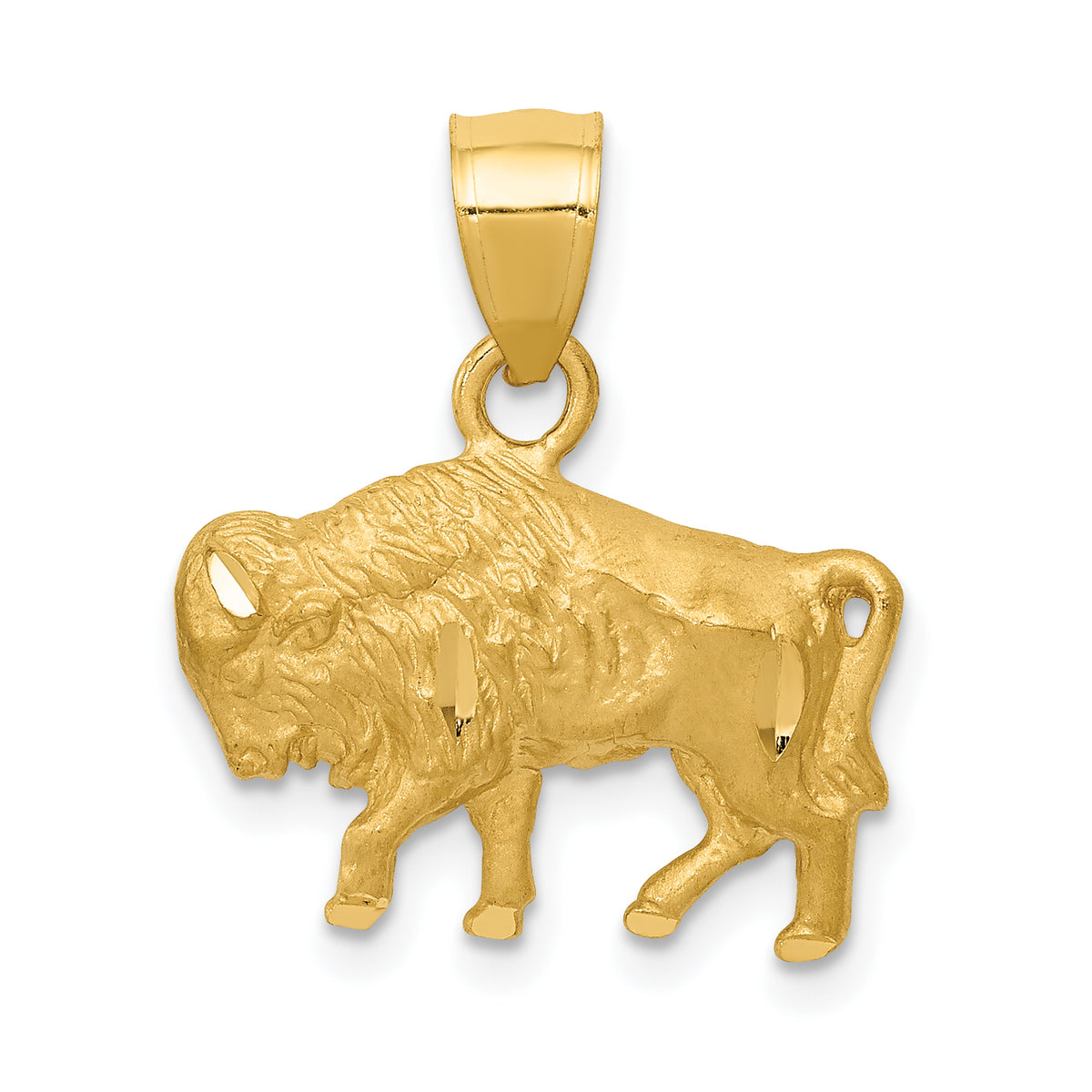 14K Diamond-cut Buffalo Pendant