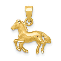 14K Diamond-cut Horse Pendant