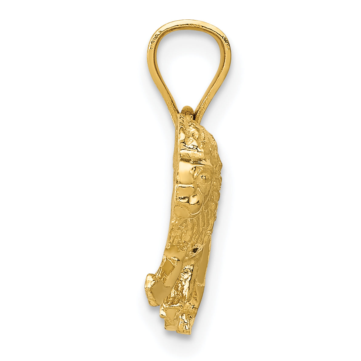 14K Gold Diamond-Cut Lion Pendant for Men Solid & Casted Design