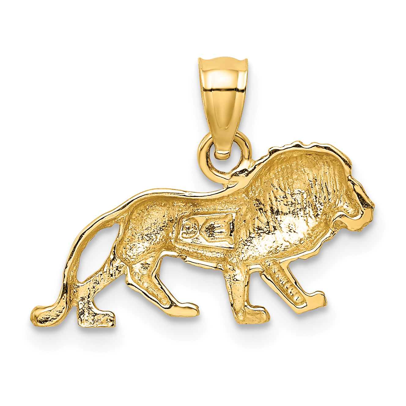 14K Gold Diamond-Cut Lion Pendant for Men Solid & Casted Design