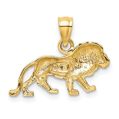 14K Gold Diamond-Cut Lion Pendant for Men Solid & Casted Design