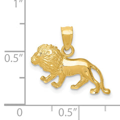 14K Gold Diamond-Cut Lion Pendant for Men Solid & Casted Design