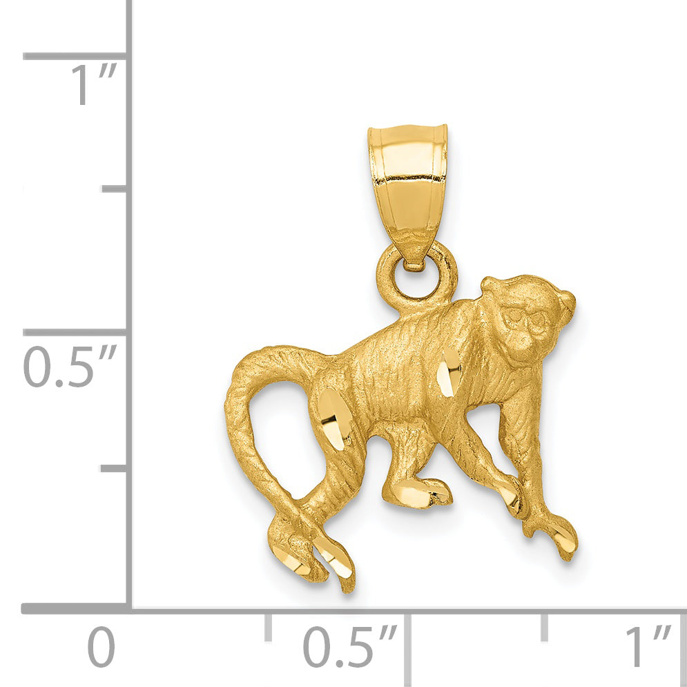 14K Gold Diamond-Cut Monkey Pendant for Men  Solid and Cast Design