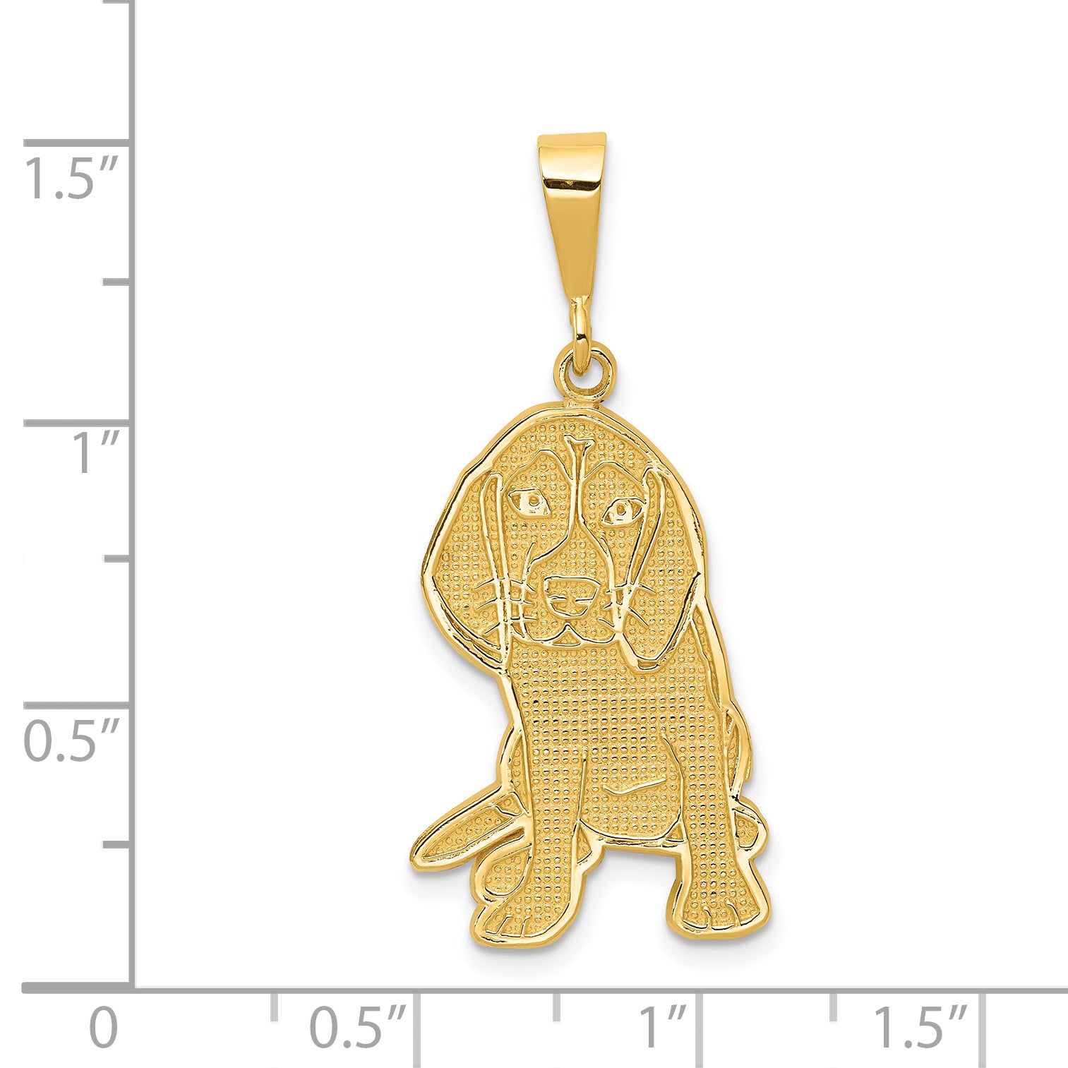 14K Gold Beagle Pendant with Polished Finish  Elegant and Textured Design