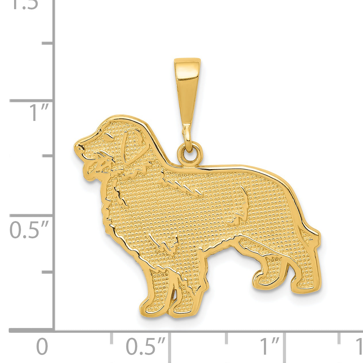 14K Gold Golden Retriever Pendant with Polished Textured Design Sophia Jewelers.