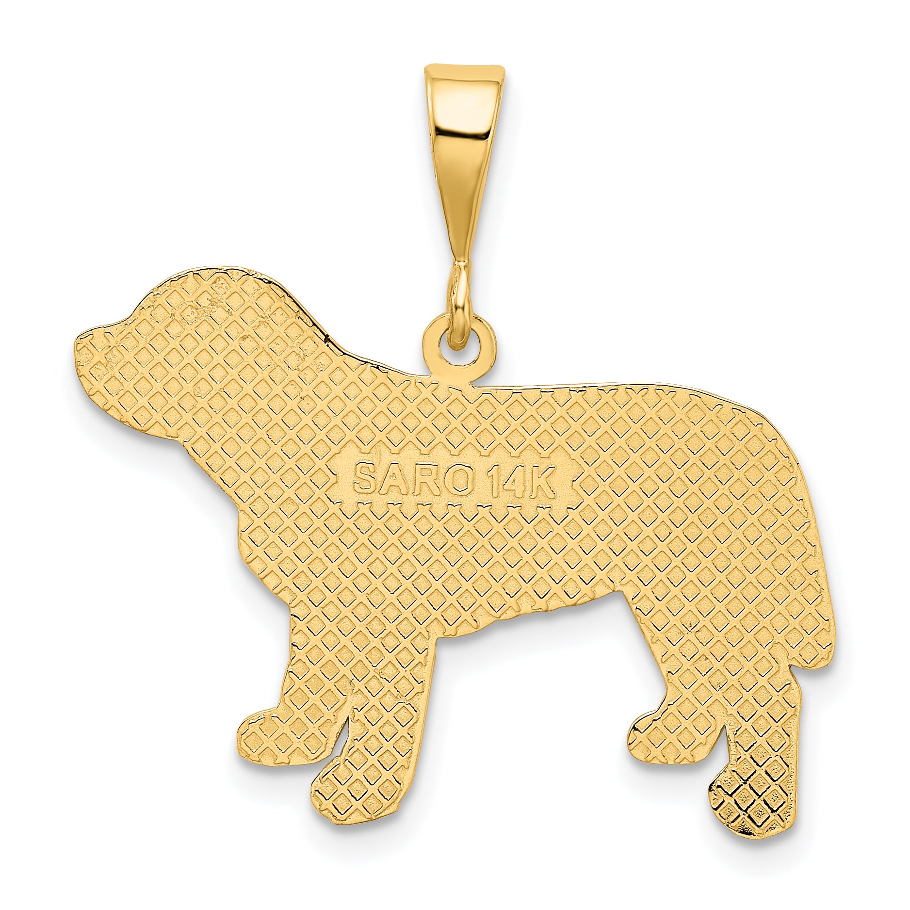 14K Gold Labrador Dog Pendant with Polished Finish and Textured Back