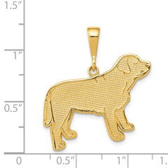 14K Gold Labrador Dog Pendant with Polished Finish and Textured Back