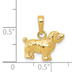 14K Gold Cocker Spaniel Pendant with Polished Finish and Textured Detail