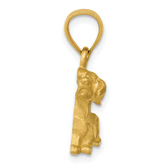 14K Gold Diamond-Cut Dachshund Pendant with Brushed Finish