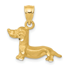 14K Diamond-cut Dachshund Pendant