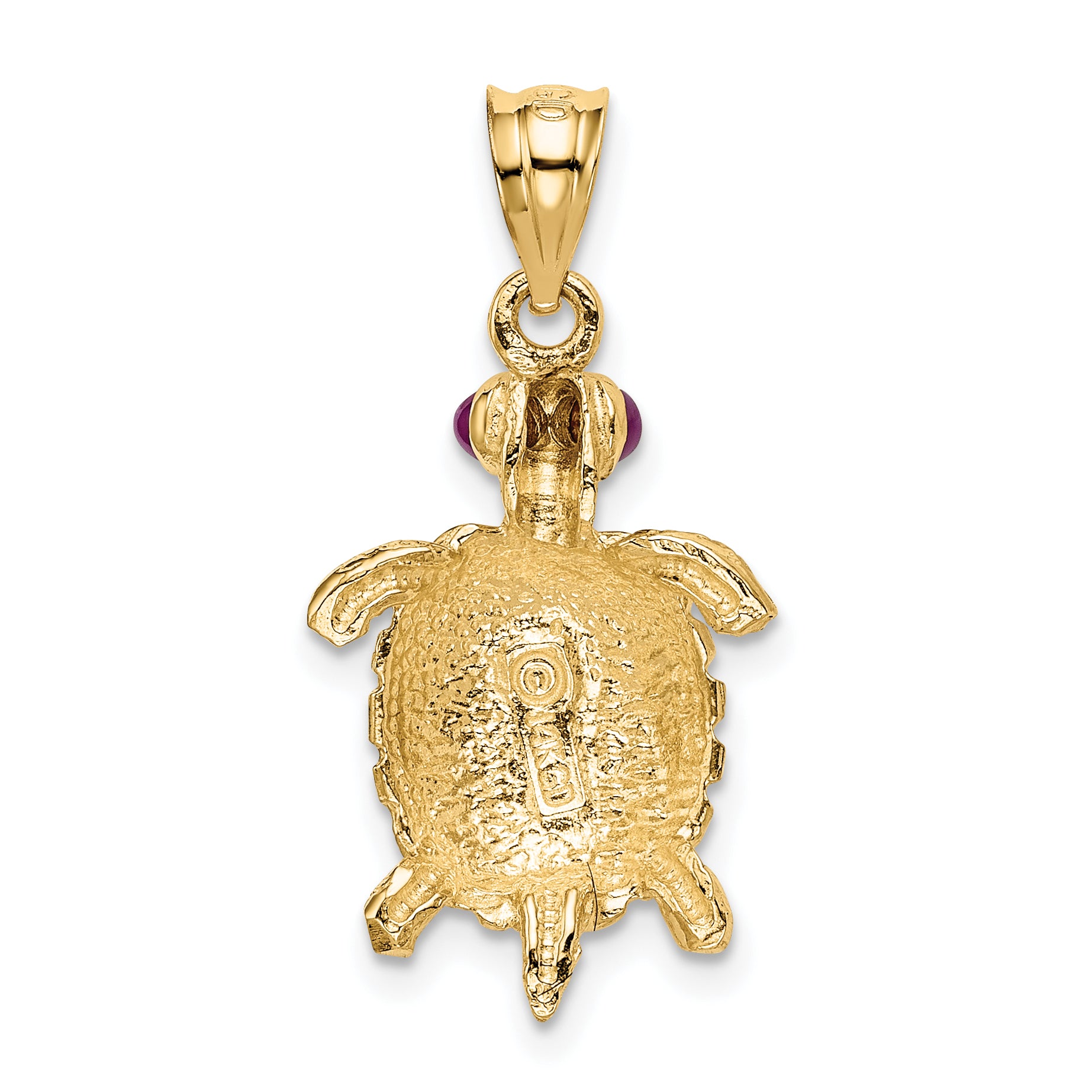 14k Turtle with Ruby Eyes Pendant