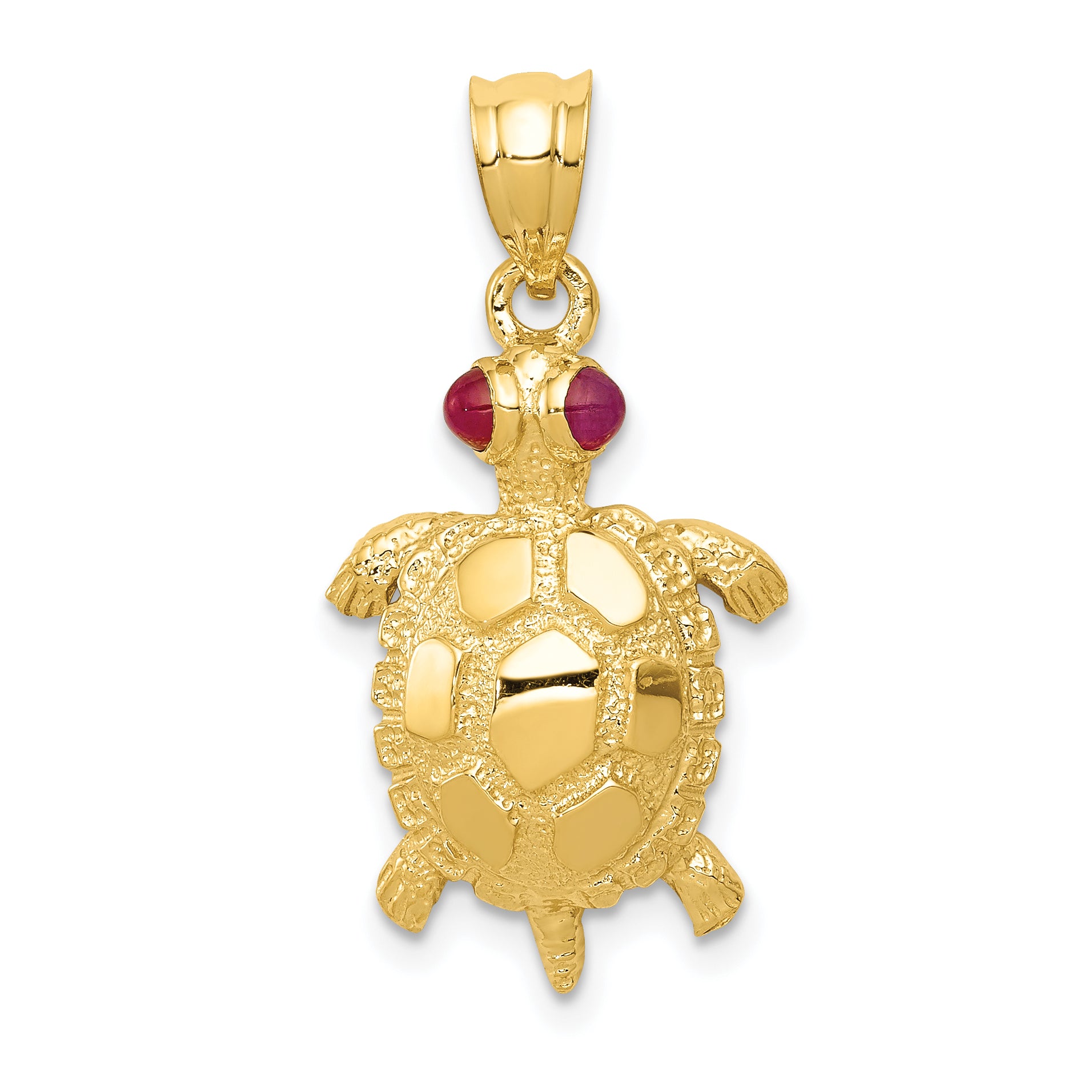 14k Turtle with Ruby Eyes Pendant