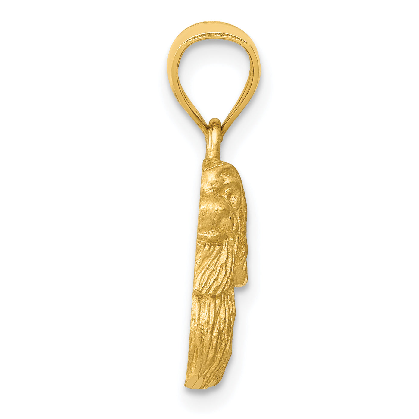 14K Gold Diamond-Cut Shih Tzu Pendant with Brushed Finish  Solid and Unique