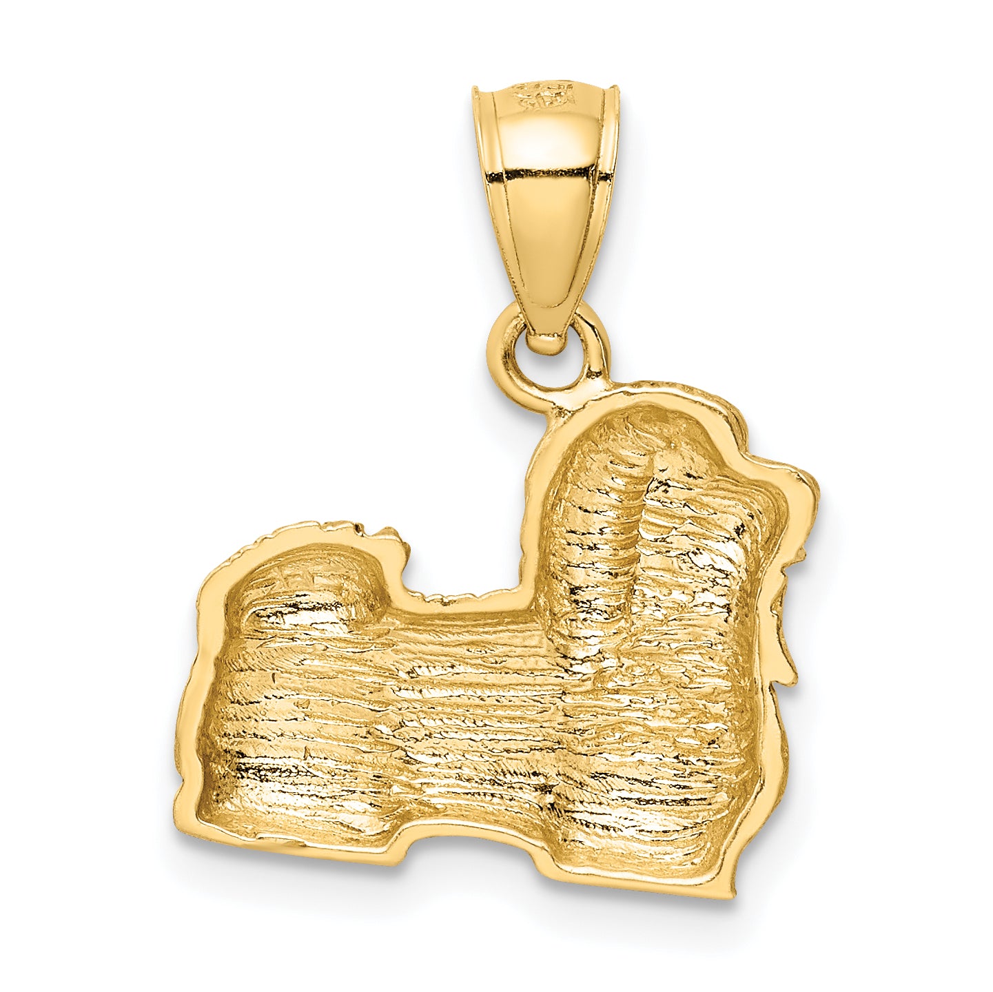 14K Gold Diamond-Cut Shih Tzu Pendant with Brushed Finish  Solid and Unique