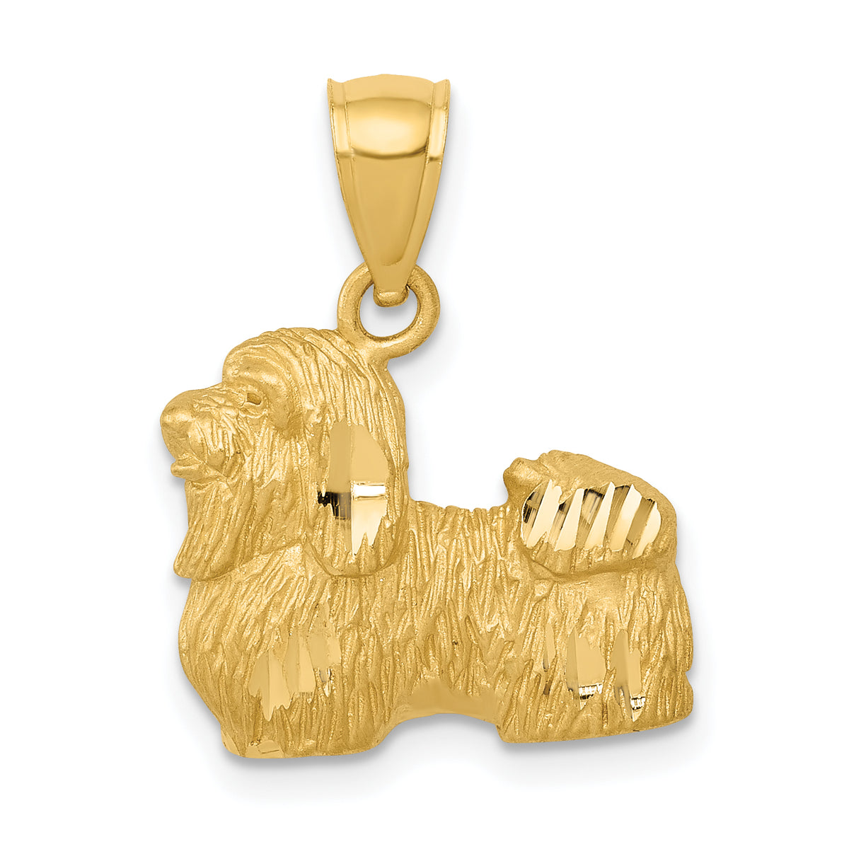 14K Diamond-cut Shih Tzu Pendant