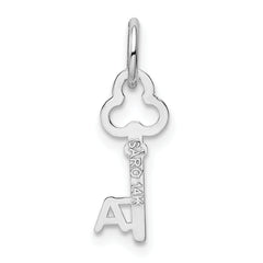 14K White Gold Key Letter A Initial Charm