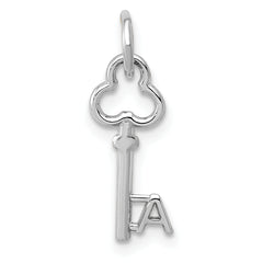 14K White Gold Key Letter A Initial Charm