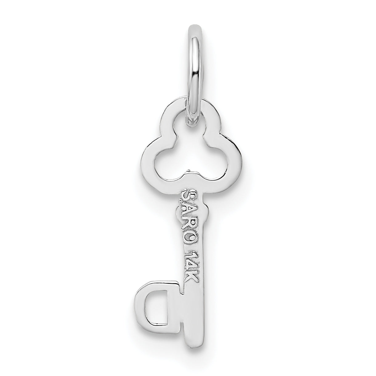 14K White Gold Key Letter D Initial Charm