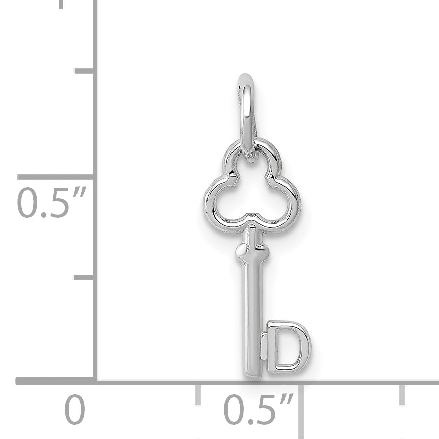 14K White Gold Key Letter D Initial Charm