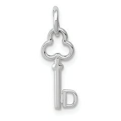 14K White Gold Key Letter D Initial Charm