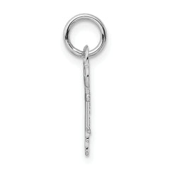 14K White Gold Key Letter E Initial Charm