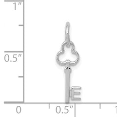 14K White Gold Key Letter E Initial Charm