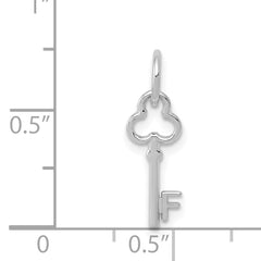 14K White Gold Key Letter F Initial Charm