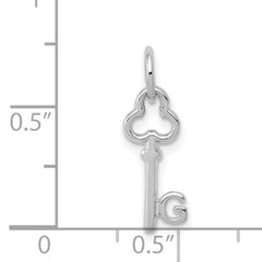 14K White Gold G Initial Charm with Polished Rhodium Finish