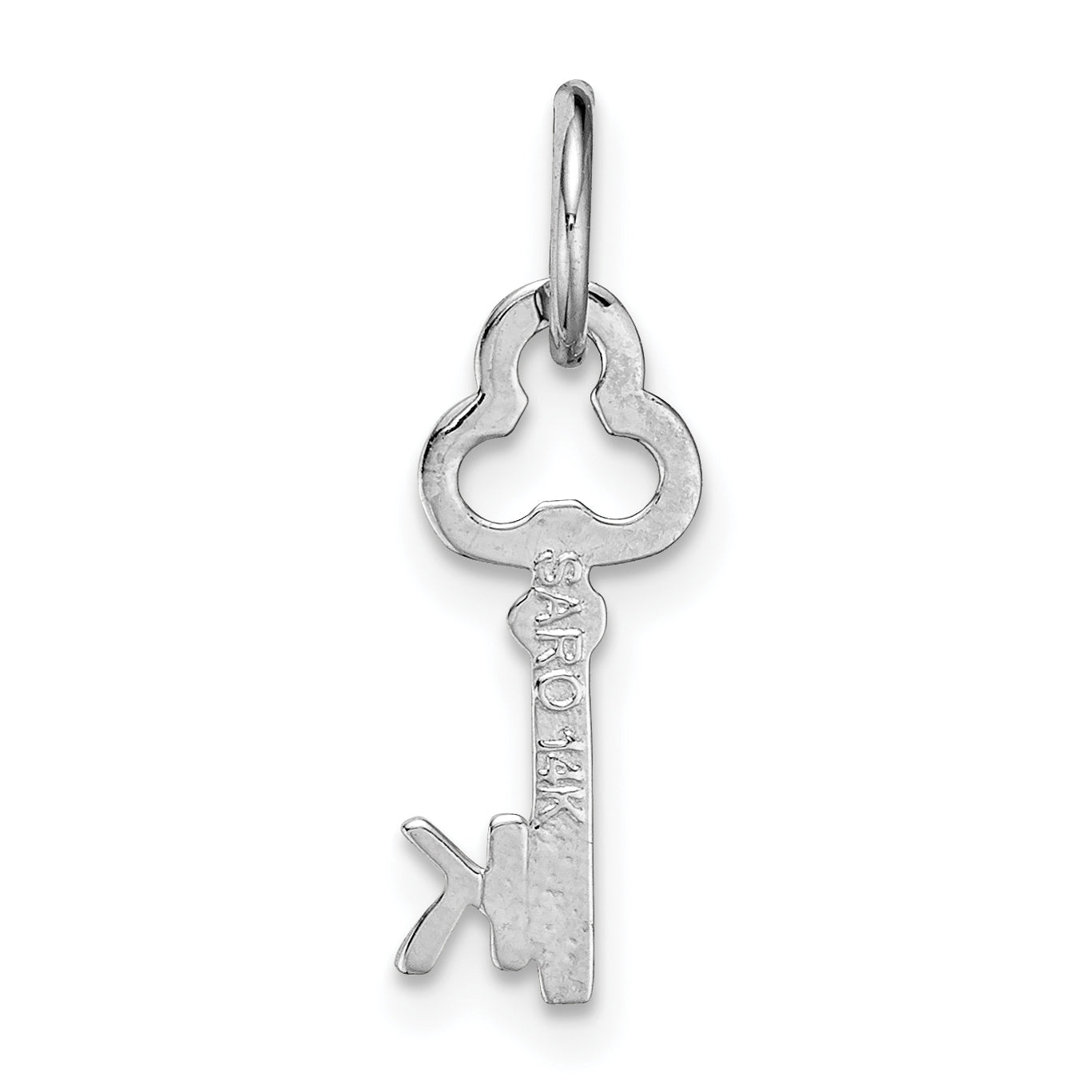 14K White Gold Key Letter K Initial Charm