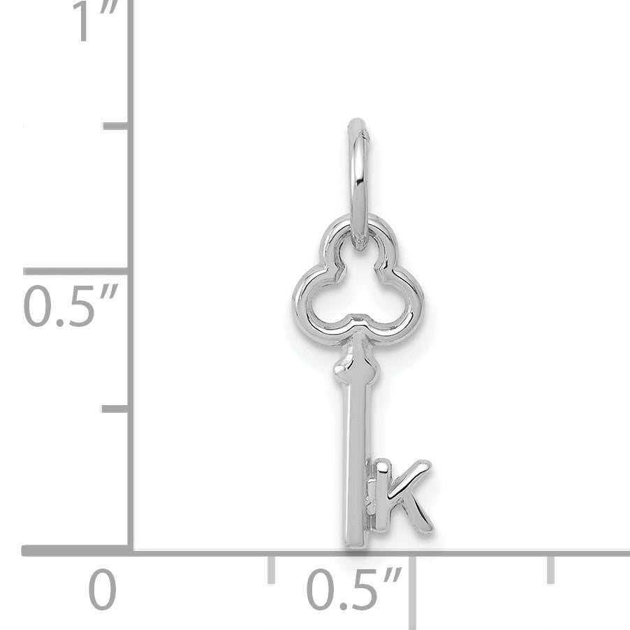 14K White Gold Key Letter K Initial Charm