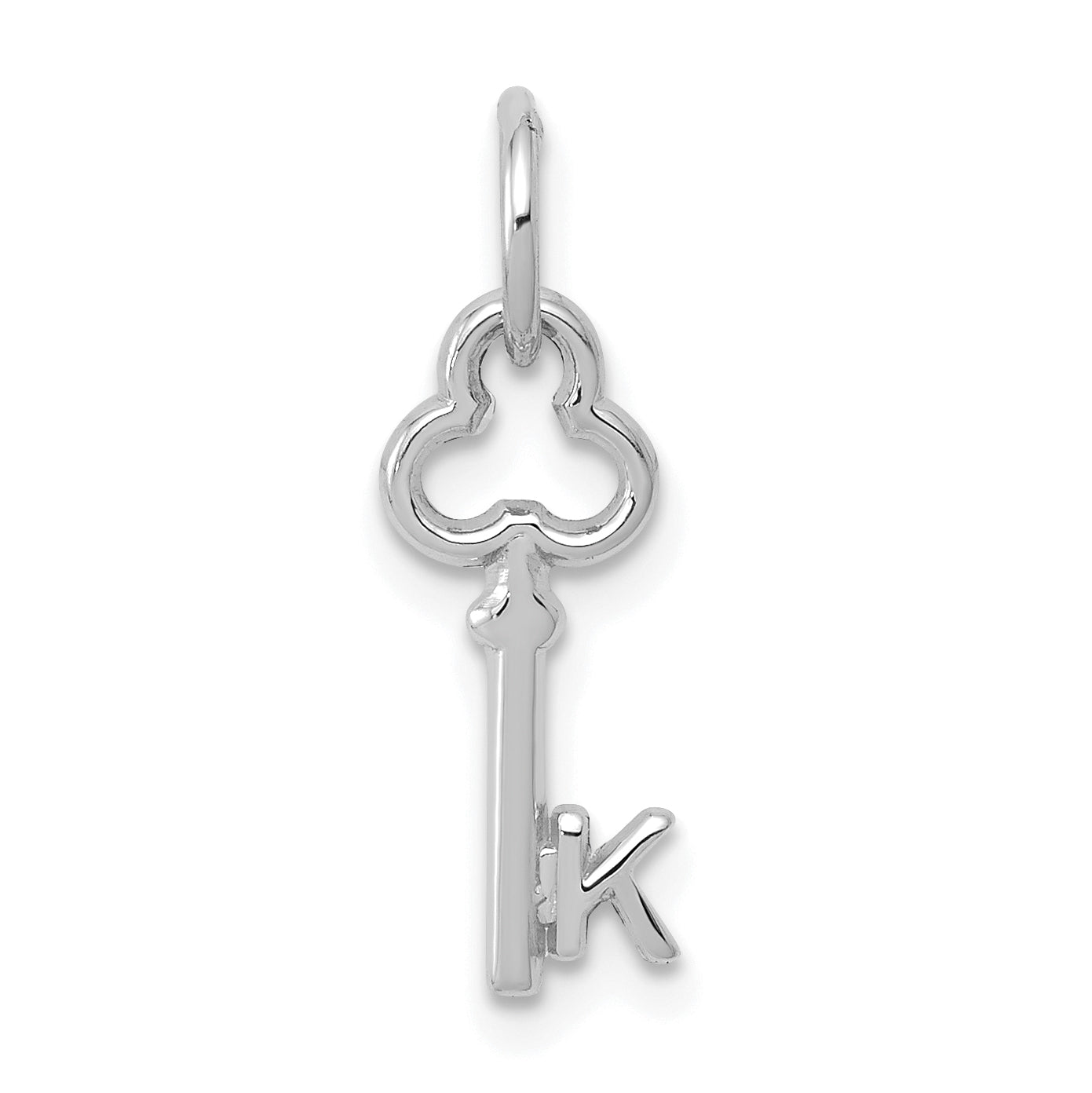 14K White Gold Key Letter K Initial Charm