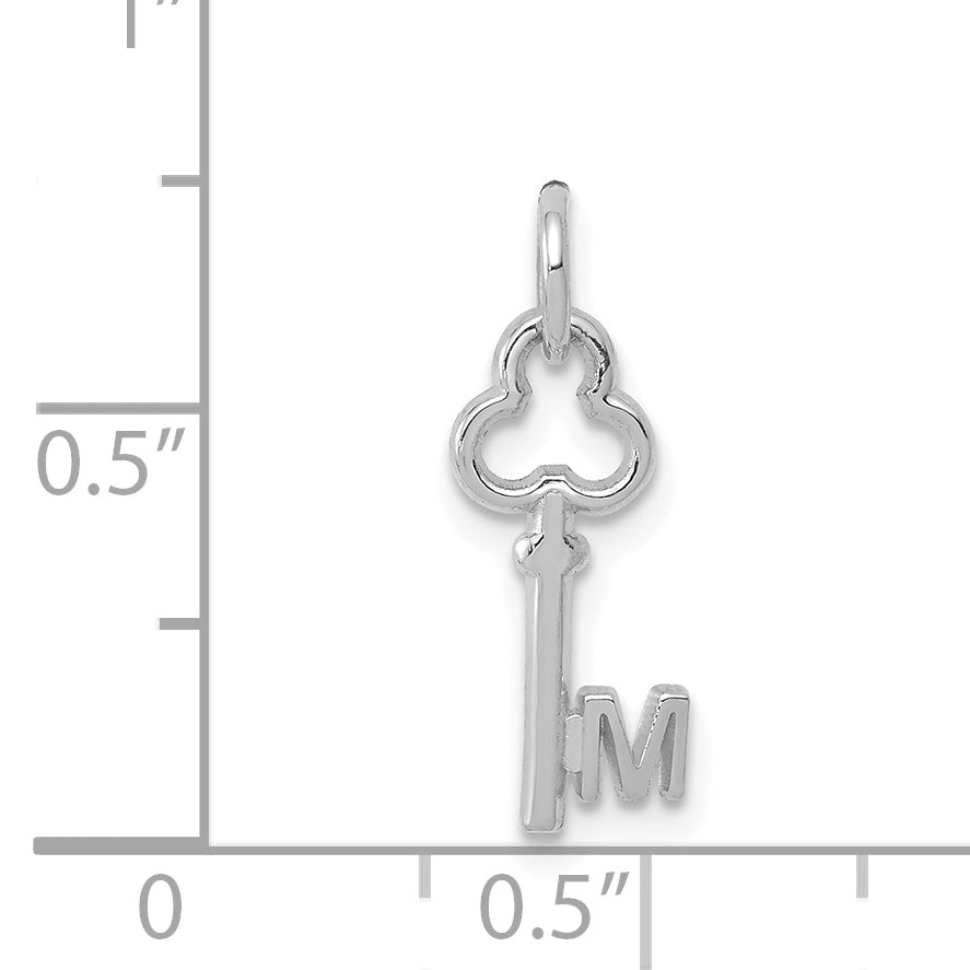 14K White Gold Key Letter M Initial Charm