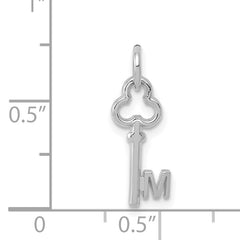 14K White Gold Key Letter M Initial Charm