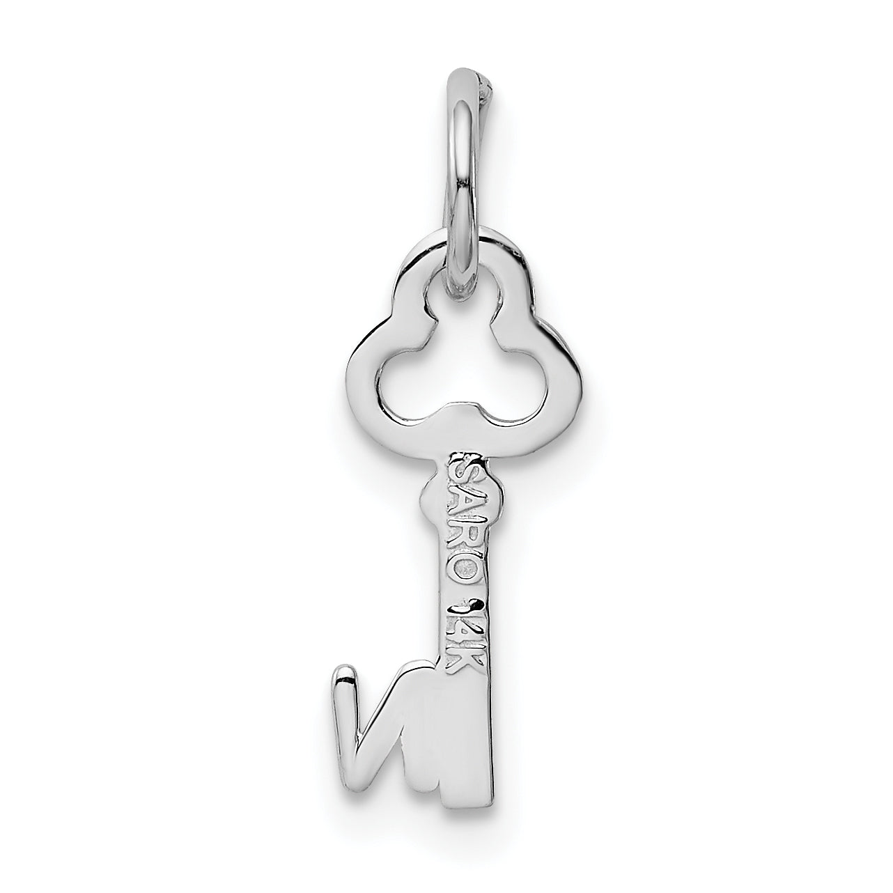 14K White Gold Key Letter N Initial Charm