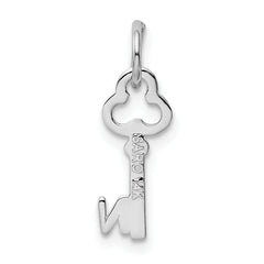 14K White Gold Letter N Initial Charm with Polished Rhodium Finish