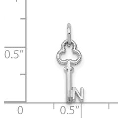 14K White Gold Key Letter N Initial Charm