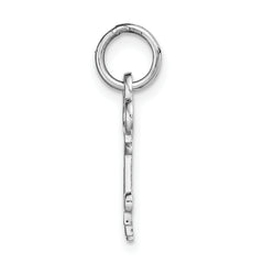 14K White Gold Polished 'P' Initial Charm with Rhodium Finish Small