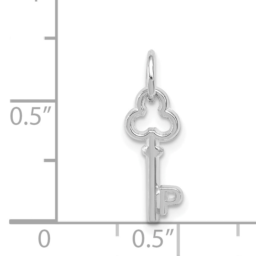 14K White Gold Key Letter P Initial Charm