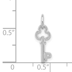 14K White Gold Key Letter P Initial Charm