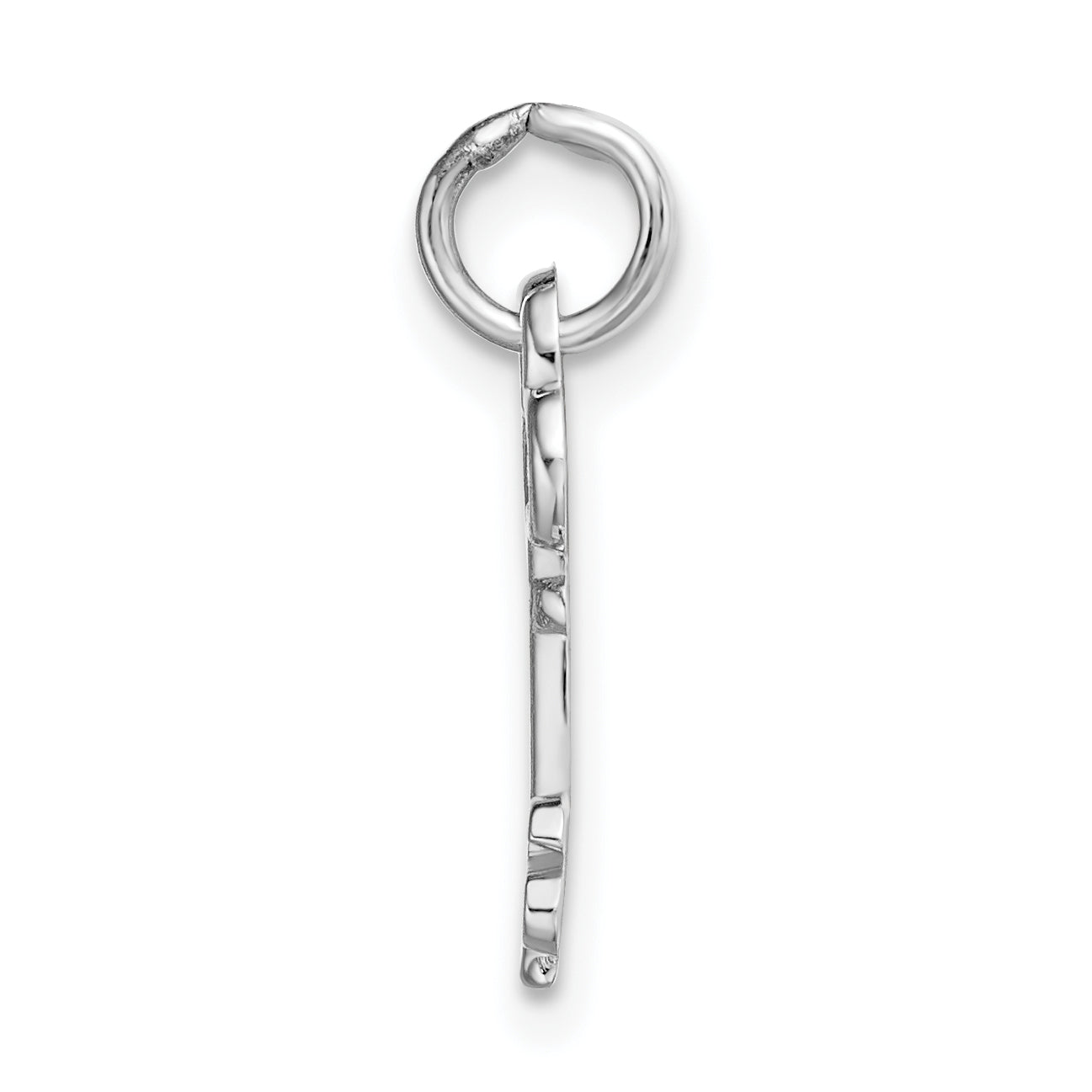 14K White Gold Key Letter S Initial Charm