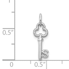 14K White Gold Key Letter S Initial Charm