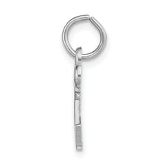 14K White Gold Key Letter V Initial Charm